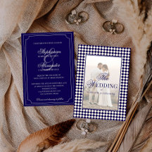 Vintage Navy Kariert Old Money Foto Hochzeit