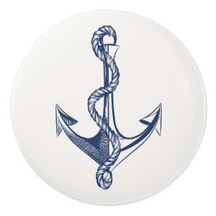 Vintage Navy-Nautisches Anker-Landhaus-Boot Keramikknauf
