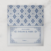 Vintage Navy Silver Art Deco Hochzeit Platzkarte (Außenseite Aufgefaltet)