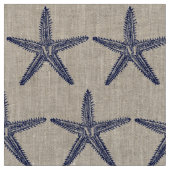 Vintage Navy-Starfish-Monogram-Küstenmilch Stoff (Nahaufnahme)