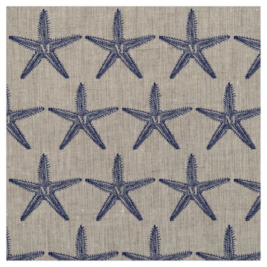 Vintage Navy-Starfish-Monogram-Küstenmilch Stoff (Muster)