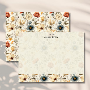 Vintage-Navy-Terrakotta-Wildblumen-Notizkarte Einladung
