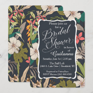 Vintage Navy Tropical Bridal Dusche Einladung