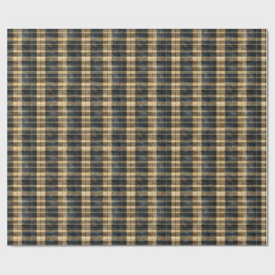Vintage Navy- und Tannengitter mit rustikaler Text Geschenkpapier