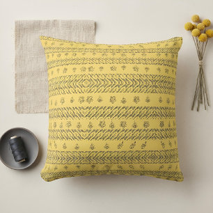 Vintage-Navyblau-Boho-Gelb-Blumen-Geschenk Kissen