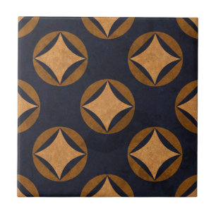 Vintage Navyblau Gold abstrakt geometrisches Muste Fliese