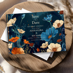 Vintage-Navyblaue-Art-Nouveau-Hochzeit Save The Date