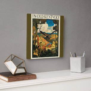 Vintage-NC-Wyeth-Reiseplakat, In Old Kentucky Quadratische Wanduhr