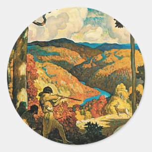 Vintage-NC-Wyeth-Reiseplakat, In Old Kentucky Runder Aufkleber