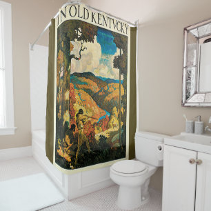 Vintage-NC-Wyeth-Reiseposter, In Old Kentucky Duschvorhang