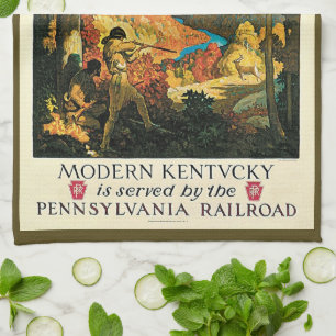 Vintage-NC-Wyeth-Reiseposter, In Old Kentucky Geschirrtuch