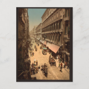 Vintage Neapel Italien Straßen Szene Miniatur Postkarte