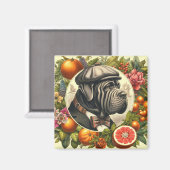 Vintage neapolitan Mastiff Illustration Magnet (Vorderseite/Rückseite)