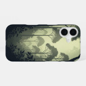Vintage Nebeliger Tropenwald iPhone 16 Hülle (Rückseite (Horizontal))