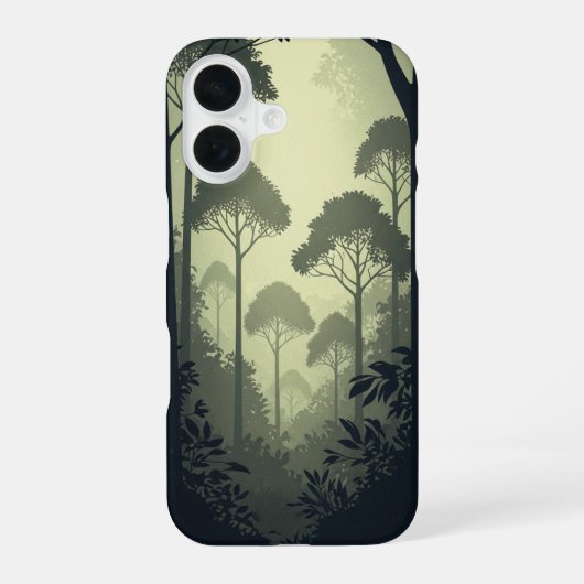 Vintage Nebeliger Tropenwald iPhone 16 Hülle (Rückseite)