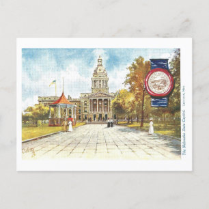 Vintage Nebraska Capitol mit Siegel Postkarte
