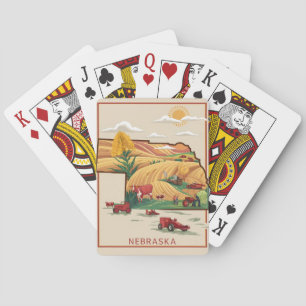 Vintage-Nebraska-Heartland-Bauernhofszene Spielkarten