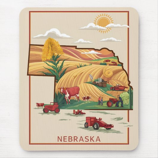 Vintage Nebraska Heartland Farm Scene Mousepad (Vorne)