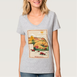 Vintage Nebraska Heartland Farm Scene T-Shirt