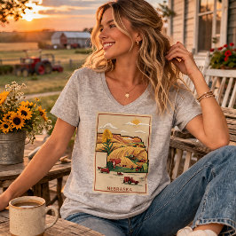 Vintage Nebraska Heartland Farm Scene T-Shirt