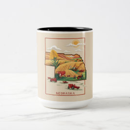 Vintage Nebraska Heartland Farm Scene Zweifarbige Tasse