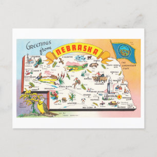 Vintage Nebraska Karte Reiseplan Postkarte
