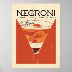 Vintage Negroni Cocktail Art: Ein Geschmack der Ve Poster