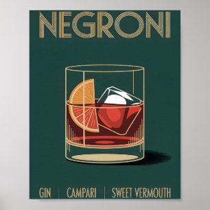 Vintage Negroni Cocktail Druck für Home Bar Poster