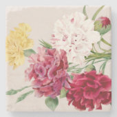 Vintage-Nelken-Blumenillustration Steinuntersetzer (Vorderseite)
