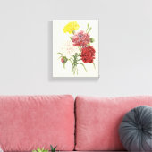 Vintage Nelken Dianthus Garden Blume Redoute Leinwanddruck (Insitu (Wohnzimmer))