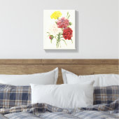 Vintage Nelken Dianthus Garden Blume Redoute Leinwanddruck (Insitu (Schlafzimmer))