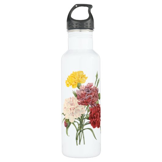 Vintage Nelken Dianthus Garden Blume Redoute Trinkflasche (Vorderseite)