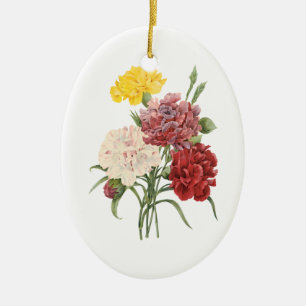 Vintage Nelken Dianthus Gartenblumen Redoute Keramikornament