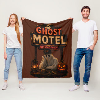 Vintage-Neon-Geister-Motel-Halloween-Spooky Fleecedecke