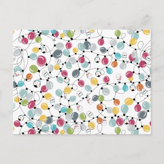 Vintage Neon Penguin Weihnachtsballons Feiertagspostkarte (Vorderseite)