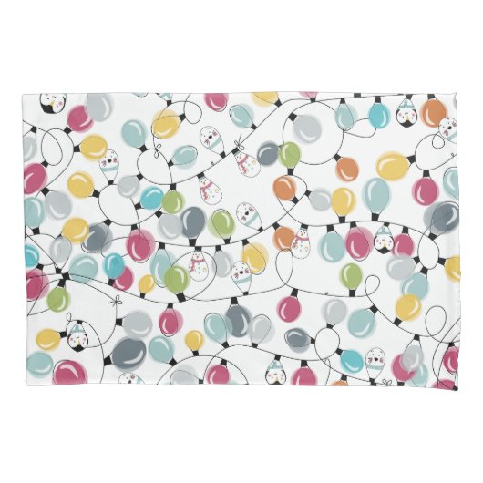 Vintage Neon Penguin Weihnachtsballons Kissenbezug (Vorderseite)