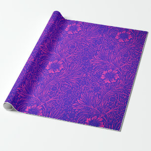 Vintage Neon-Rosa hellblaues Blumenmuster Geschenkpapier