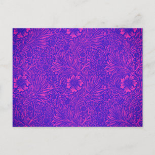 Vintage Neon-Rosa hellblaues Blumenmuster Postkarte