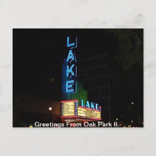 Vintage-Neon-Schild, Lake Theater, Oak Park Il. Postkarte