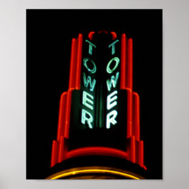 Vintage Neon Tower Platten Zeichen 1979 Poster