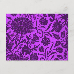 Vintage Neon und dunkles lila Blumenmuster Postkarte