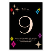 Vintage Neonstars und Diamanten Hochzeit Tischnummer (Rückseite)