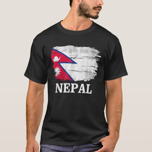 Vintage nepalesische Flagge T-Shirt (Vorderseite)