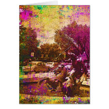 Vintage Neptunbrunnen Farbiger Grunge