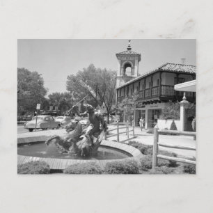 Vintage Neptune Springbrunnen Schwarz Weiß Kansas Postkarte