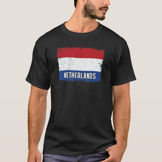 Vintage Netherlands Flag Heritage Dutch Roots T-Shirt (Vorderseite)