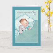 Vintage neue Baby Boy Grußkarte Karte (Gelbe Blume)