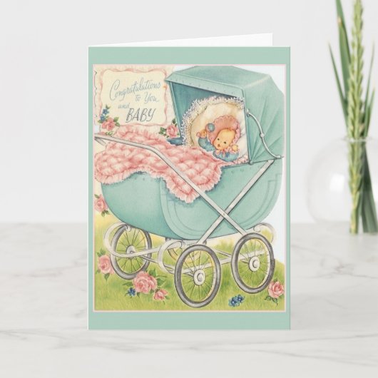 Vintage neue Baby Glückwunsch Grußkarte Karte (Vorderseite)