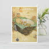 Vintage neue Baby Gratulationen Flat Card (Stehend Vorderseite)