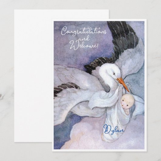 Vintage neue Baby Gratulationen Flat Card (Vorne/Hinten)